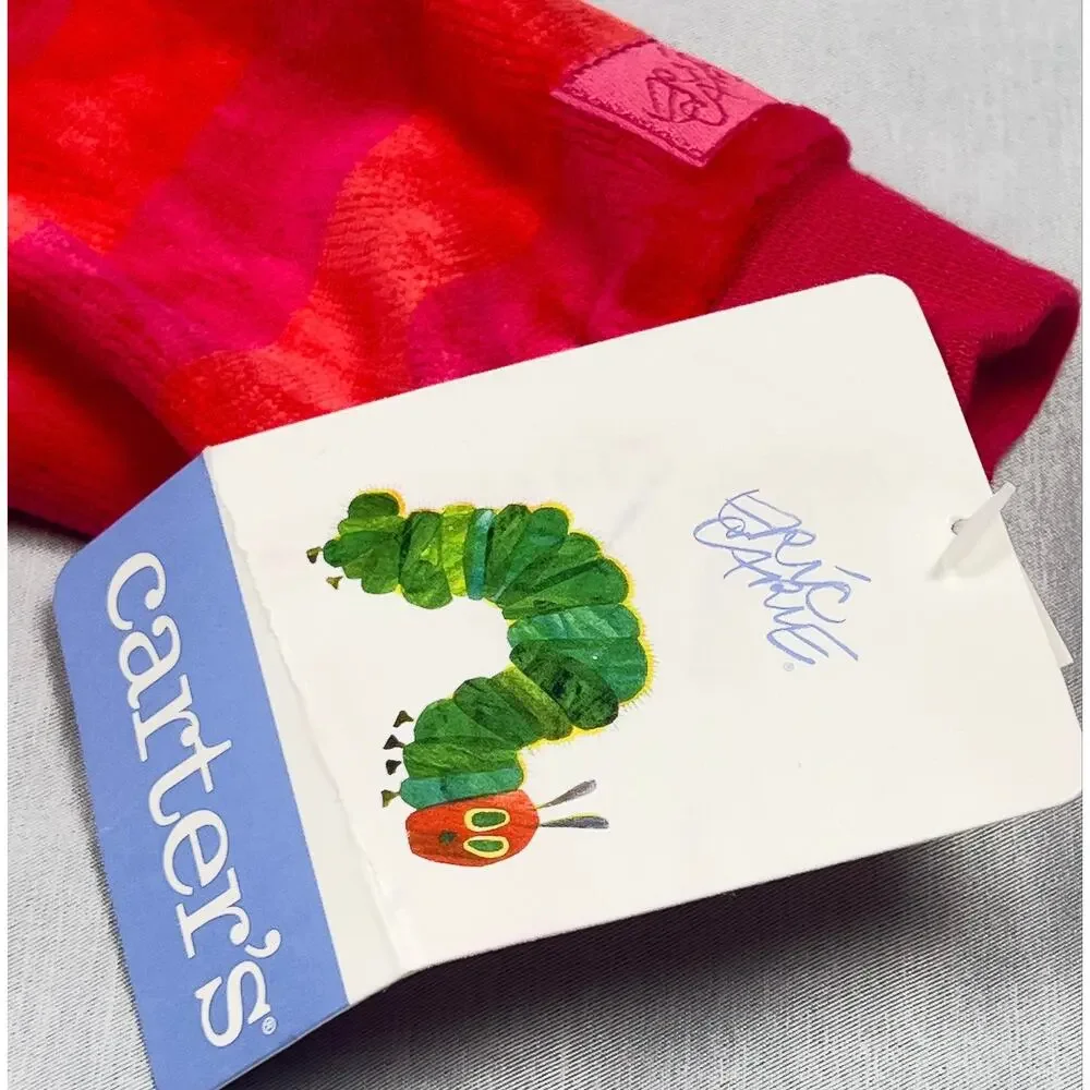Vintage NWT Carter's Eric Carle Velour Hungry Caterpillar Romper 6 9M Red Baby